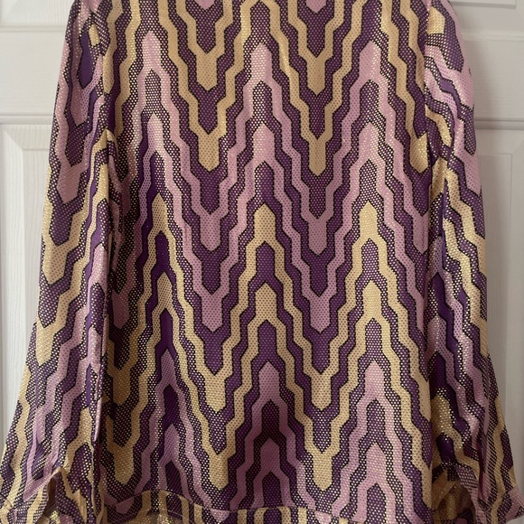 Tory Burch size 6 purple metallic woman’s long sleeve tunic top blouse new - Picture 5 of 8
